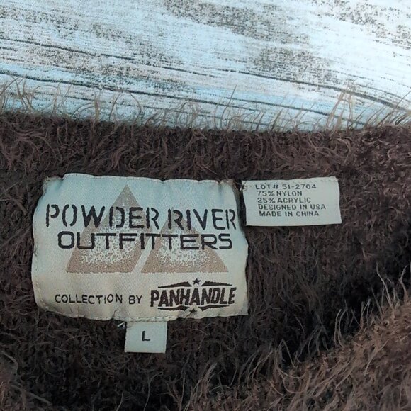 Powder River Outfitters by Panhandle Women's Brown Aztec Fringe Sweater Size L - Picture 2 of 5